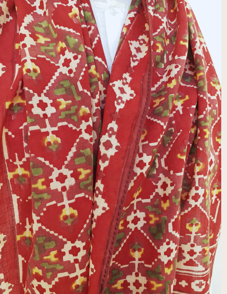 hand block printed vintage scarf