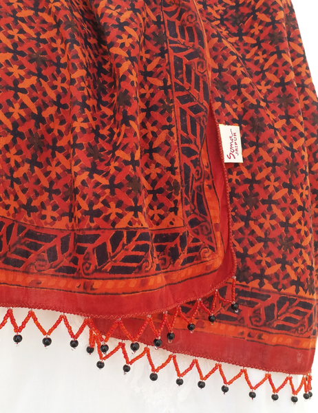 hand block printed vintage scarf