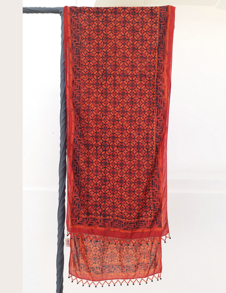 hand block printed vintage scarf