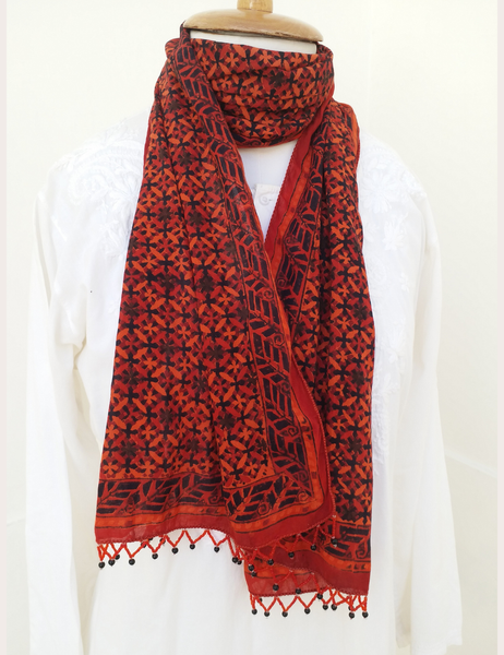 hand block printed vintage scarf