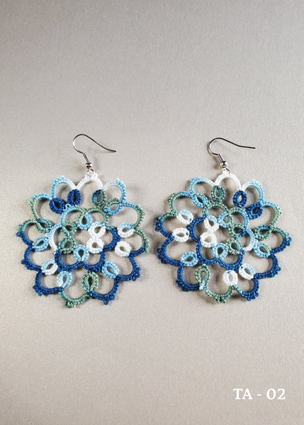 Handmade TATTED cotton earrings TA -02