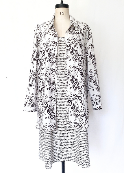 Sale price Gigi Dress in Black and White, Seed  print