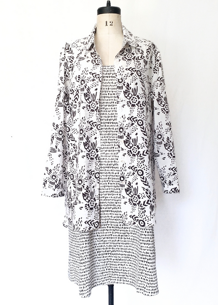 Sale price Gigi Dress in Black and White, MYSORE SEED print