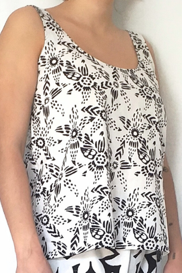 Sale price Tank Top in Black and White Mysore Floral print