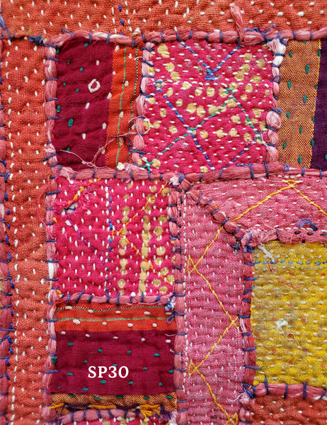 Vintage India gudri hand embroidered square coverSP30