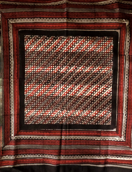 HAND BLOCK PRINTED SQUARE SCARF - BOTANICAL RINGS - ANO-10