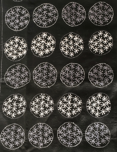 hand embroidered black scarf of cotton- silk weave voile