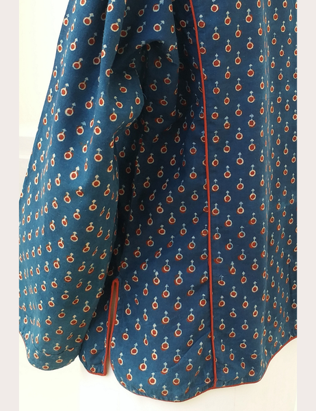 vintage indigo block print cotton jacket