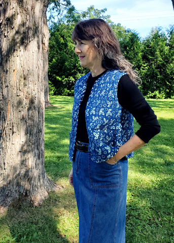 Indigo Blue Reversible Quilted Vest