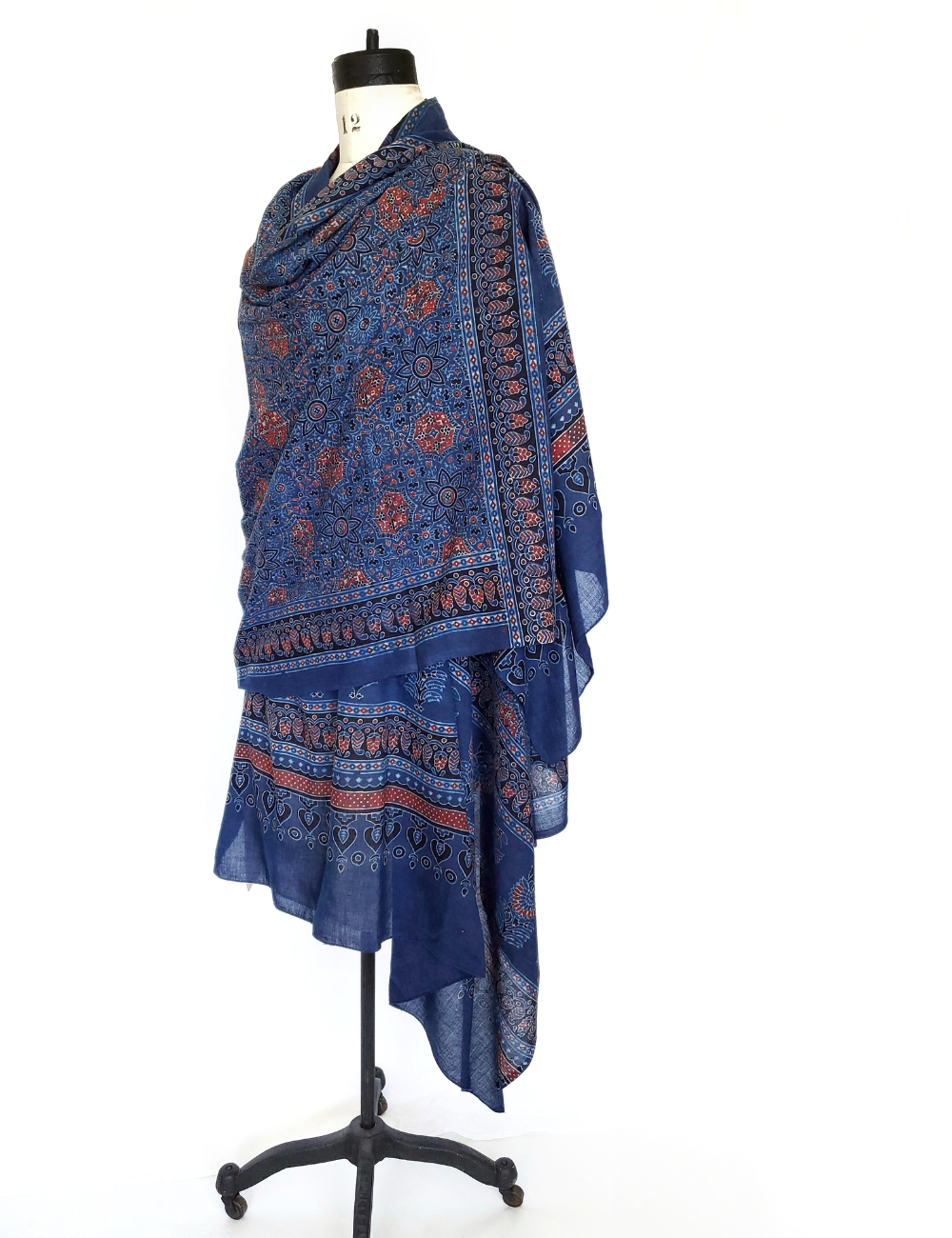 HAND BLOCK PRINTED AJRAKH HUGE DUPATTA STOLE