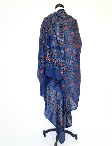 HAND BLOCK PRINTED AJRAKH HUGE DUPATTA STOLE