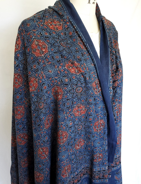 HAND BLOCK PRINTED AJRAKH HUGE DUPATTA STOLE