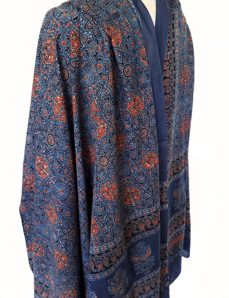 HAND BLOCK PRINTED AJRAKH HUGE DUPATTA STOLE
