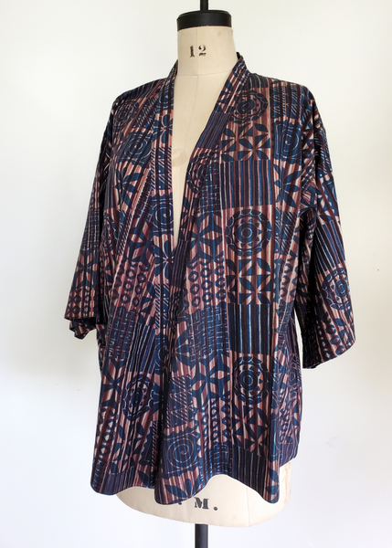Reversible Botanical print Kimono Jacket