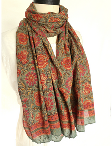 HAND BLOCK PRINTED STOLE SCARF COTTON ANO-17