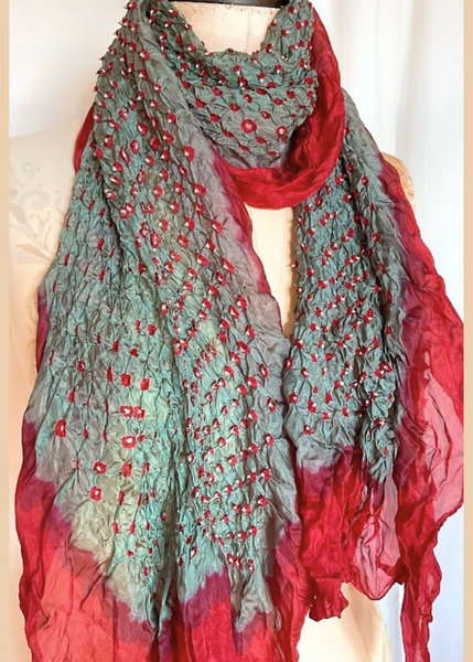 MICRO BANDHEJ SILK STOLE SCARF MB-05