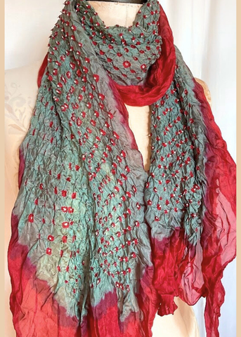 MICRO BANDHEJ SILK STOLE SCARF MB-05
