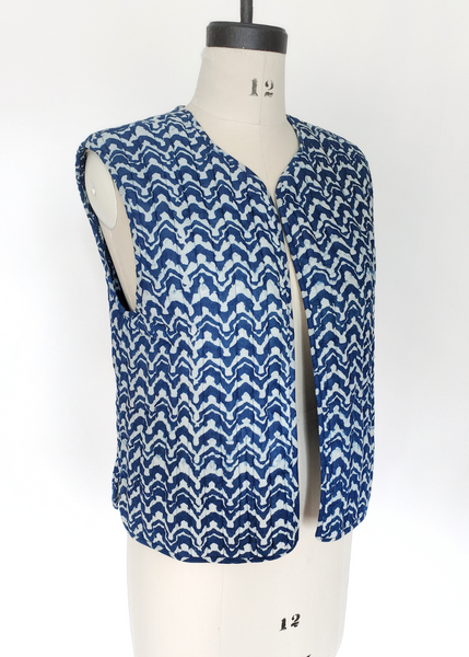 Indigo Blue Reversible Quilted Vest