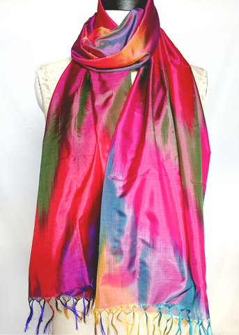 PURE SILK HANDWOVEN IKAT SCARF - IK-17