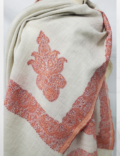 PURE WOOL STOLE with paisley borders - AHU - 08