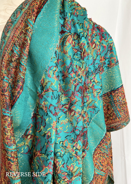 PAISLEY WOVEN SHAWL in turquoise viscose blend - LIT 01
