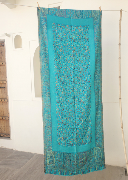 PAISLEY WOVEN SHAWL in turquoise viscose blend - LIT 01
