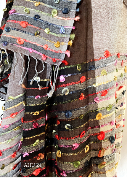 PURE WOOL striped Stole Scarf- AHU - 24