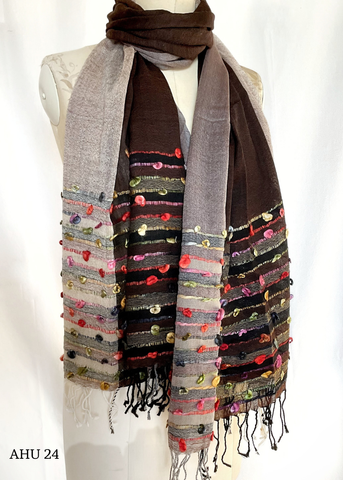 PURE WOOL striped Stole Scarf- AHU - 24