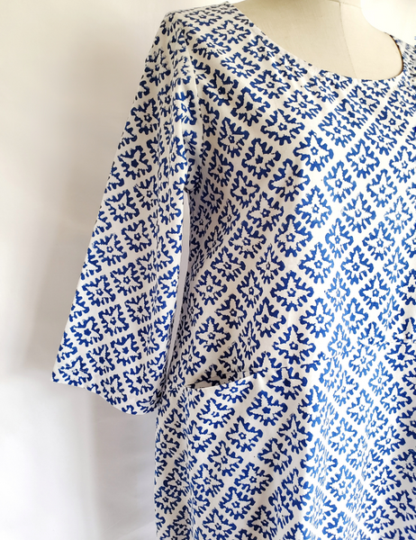 Sale price Nadine Dress in BLUE and White CARIMA print