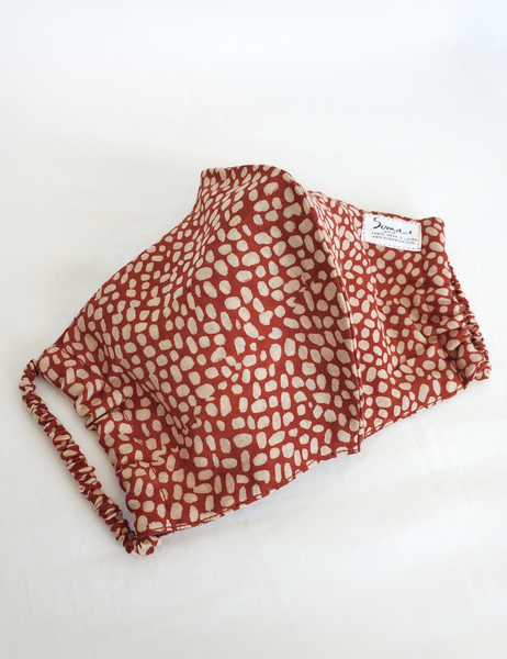 Face Mask 100% cotton - Madder Red Botanical Block Print FM - 03