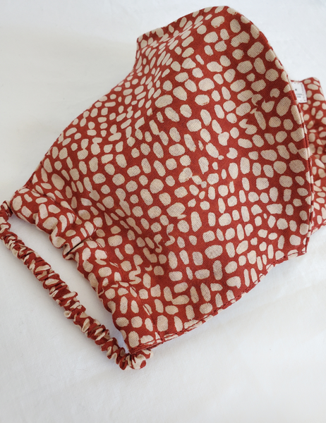 Face Mask 100% cotton - Madder Red Botanical Block Print FM - 03