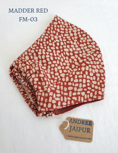 Face Mask 100% cotton - Madder Red Botanical Block Print FM - 03
