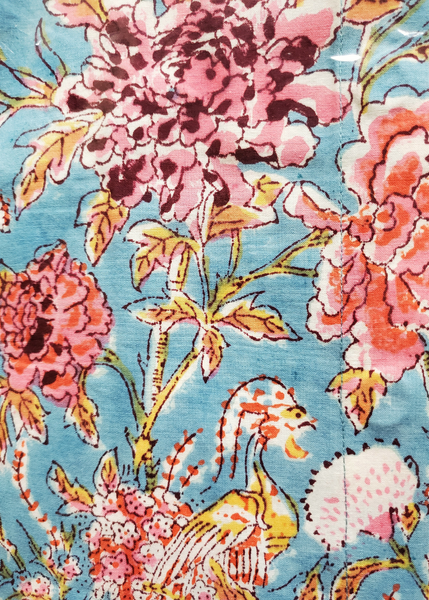 chintz floral sky blue print cotton