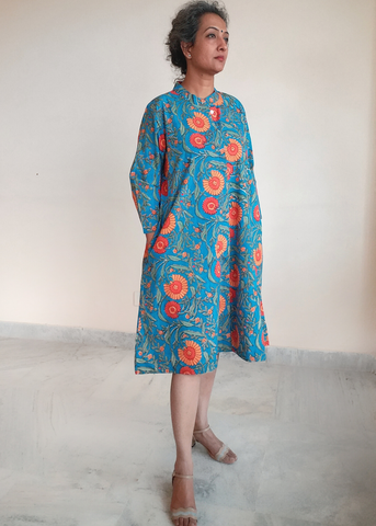 block print cotton dress