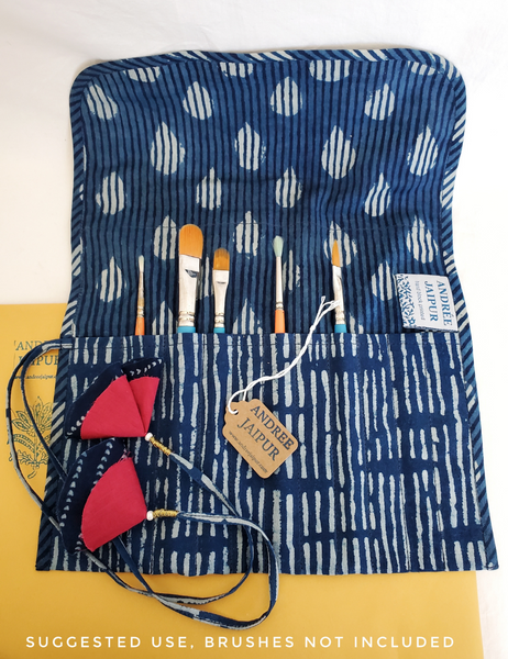 INDIGO BLOCKPRINT COTTON BRUSH ROLL CA-60C