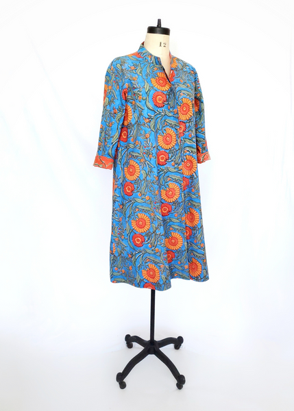 ISABELLA DRESS in Marigold Blue Print