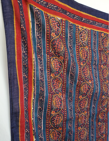 Red and blue detailed square scarf.