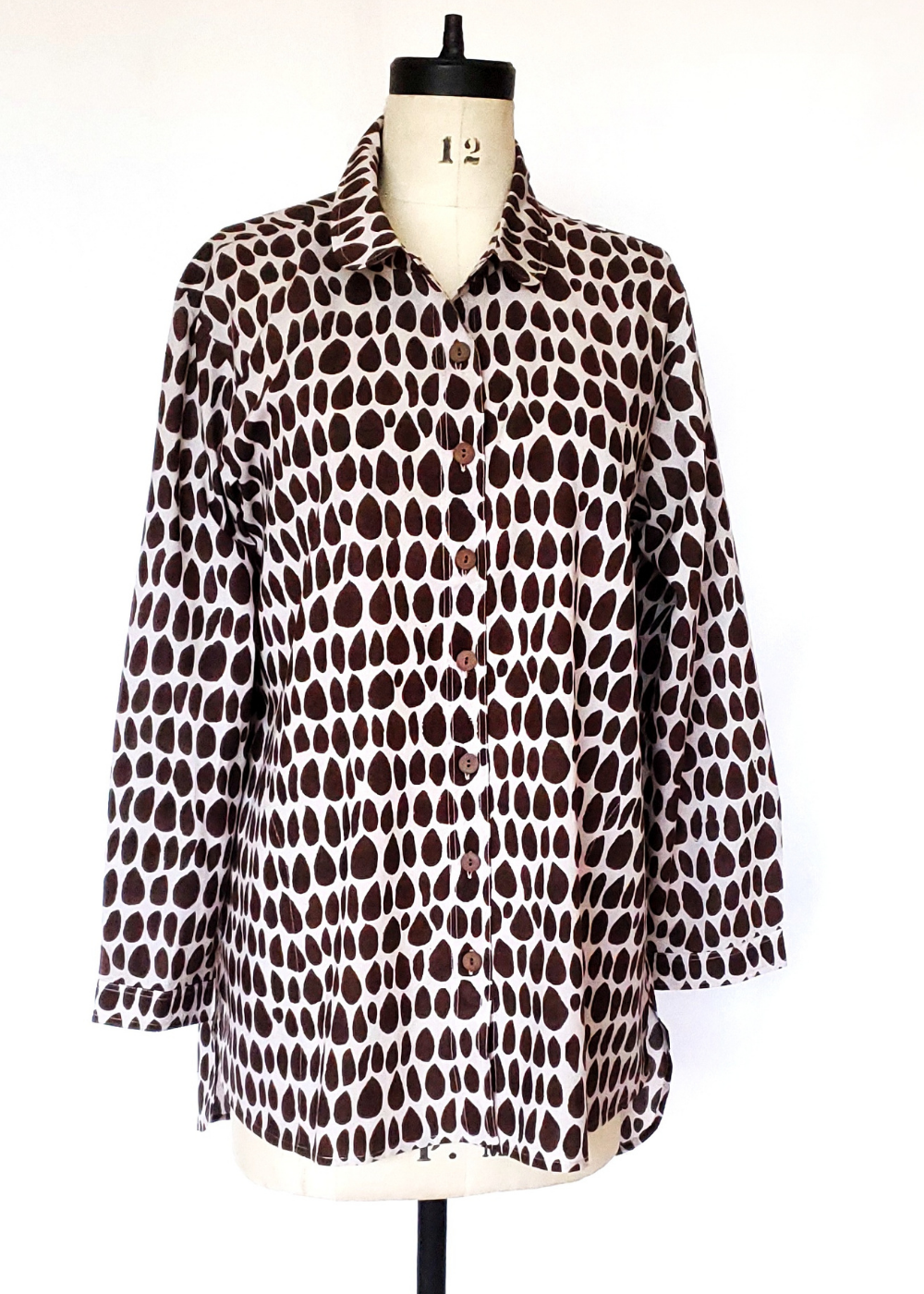 ELENA SHIRT IN ECRU ESPRESSO BUTTI PRINT