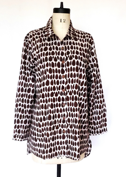 ELENA SHIRT IN ECRU ESPRESSO BUTTI PRINT