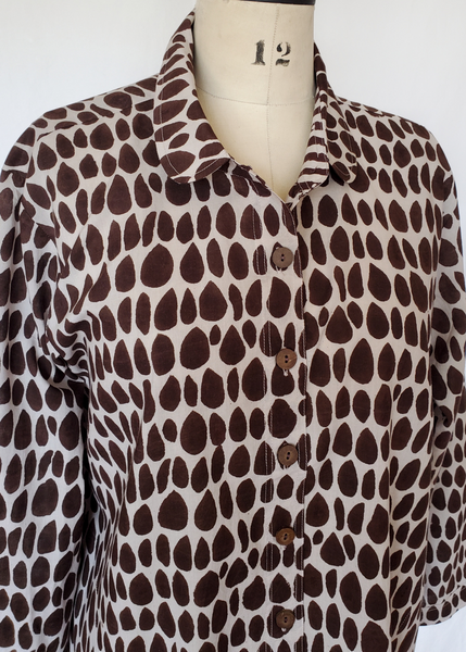 ELENA SHIRT IN ECRU ESPRESSO BUTTI PRINT