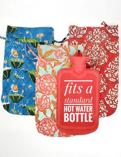 HOT WATER BOTTLE COSY QUILTED COTTON