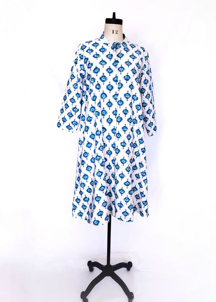 ISABELLA DRESS in Abras Turquoise Print