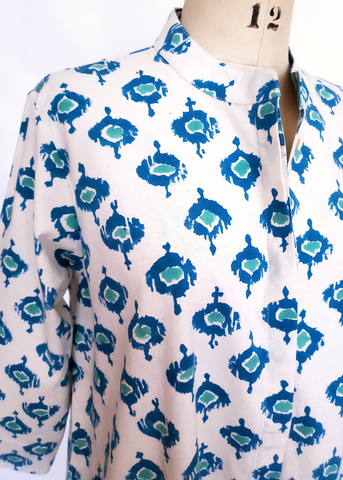 ISABELLA DRESS in Abras Turquoise Print