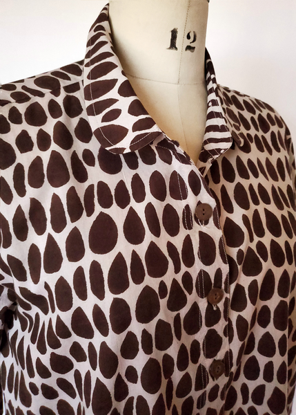 ELENA SHIRT IN ECRU ESPRESSO BUTTI PRINT