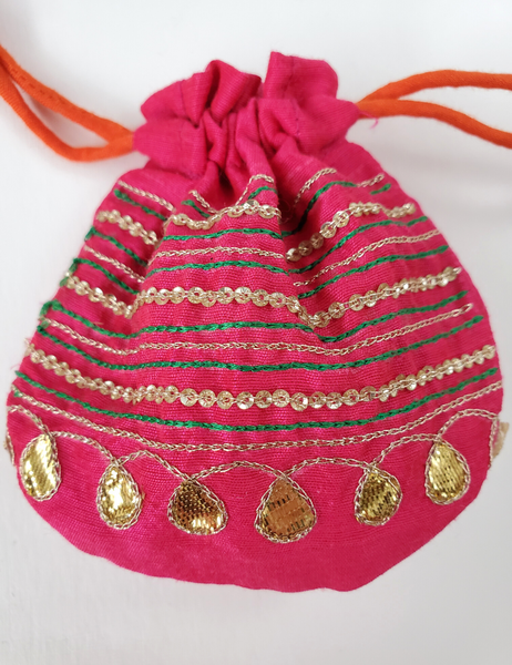 FESTIVE JAIPUR Hand-embroidered SMALL POTLI drawstring pouch