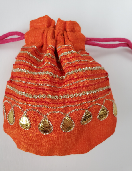 FESTIVE JAIPUR Hand-embroidered SMALL POTLI drawstring pouch
