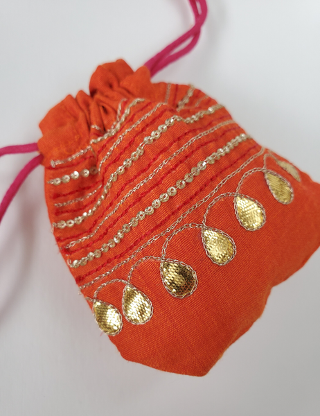 FESTIVE JAIPUR Hand-embroidered SMALL POTLI drawstring pouch