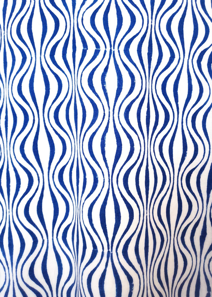 ISABELLA DRESS in Op Art Wave Blue Print