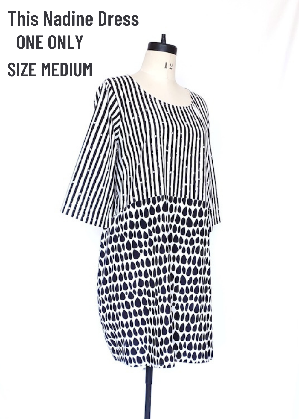 Sale price Nadine Dress in Black and White Butti print