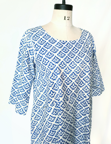 Sale price Nadine Dress in BLUE and White CARIMA print